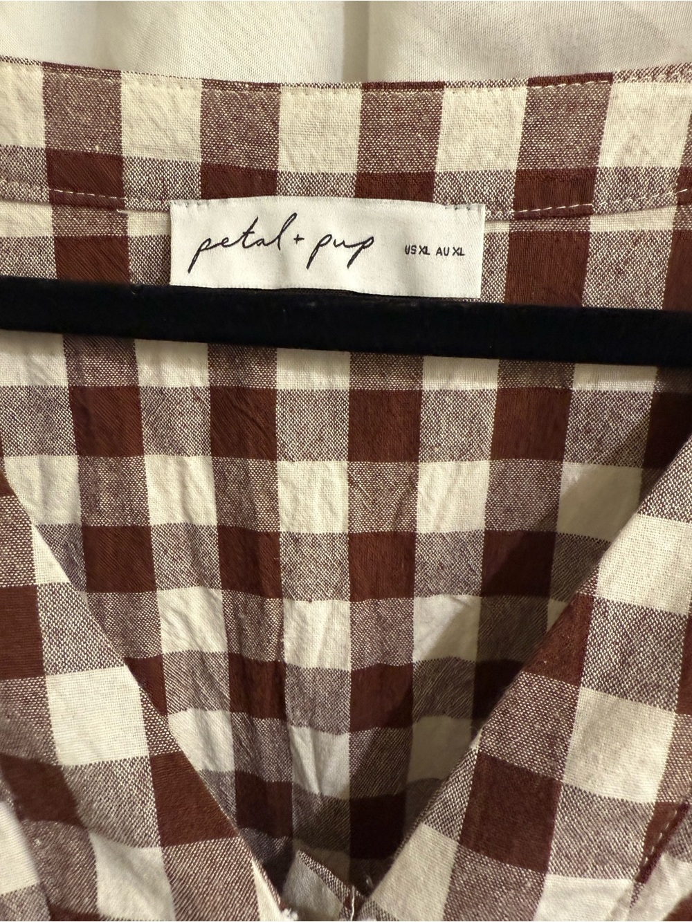 Petal & Pup Robinson Brown and White Gingham Button-Front Midi Dress - Picture 8 of 16